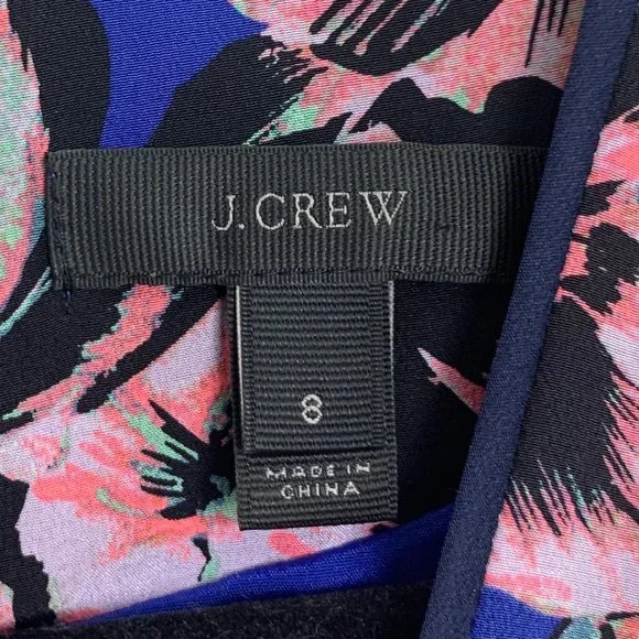 J. Crew V-neck Floral 100% Silk Sleeveless Dress Size 8 - Picture 2 of 7